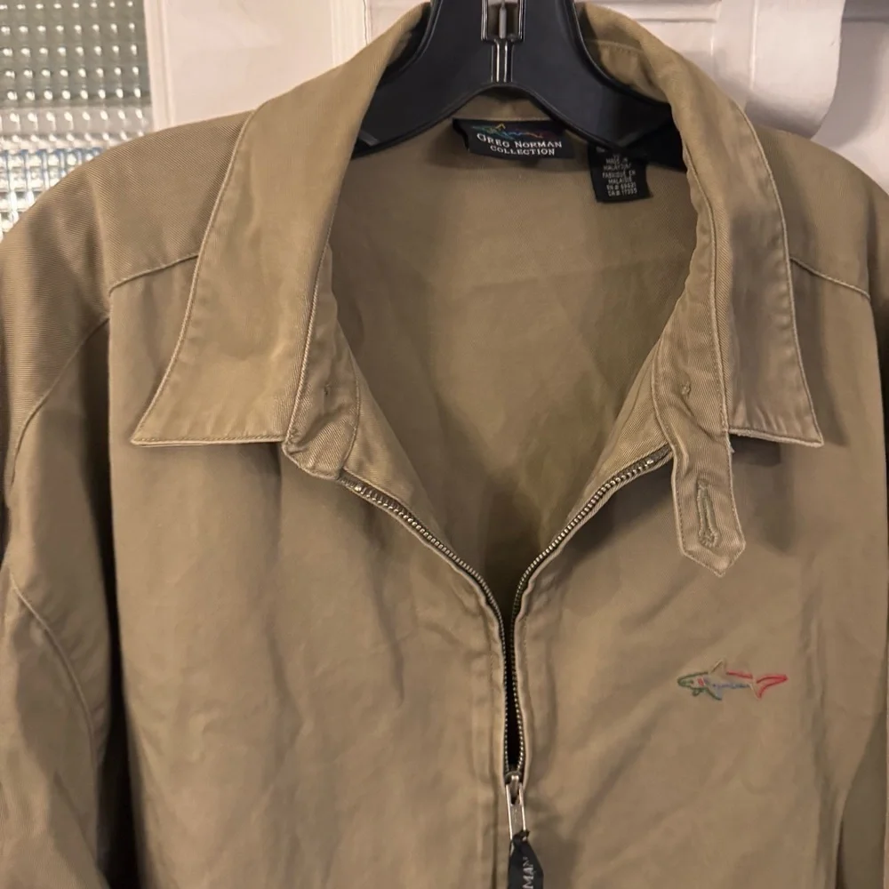 Greg Norman Cotton Zip Up Golf Jacket Collared Tan Size XL